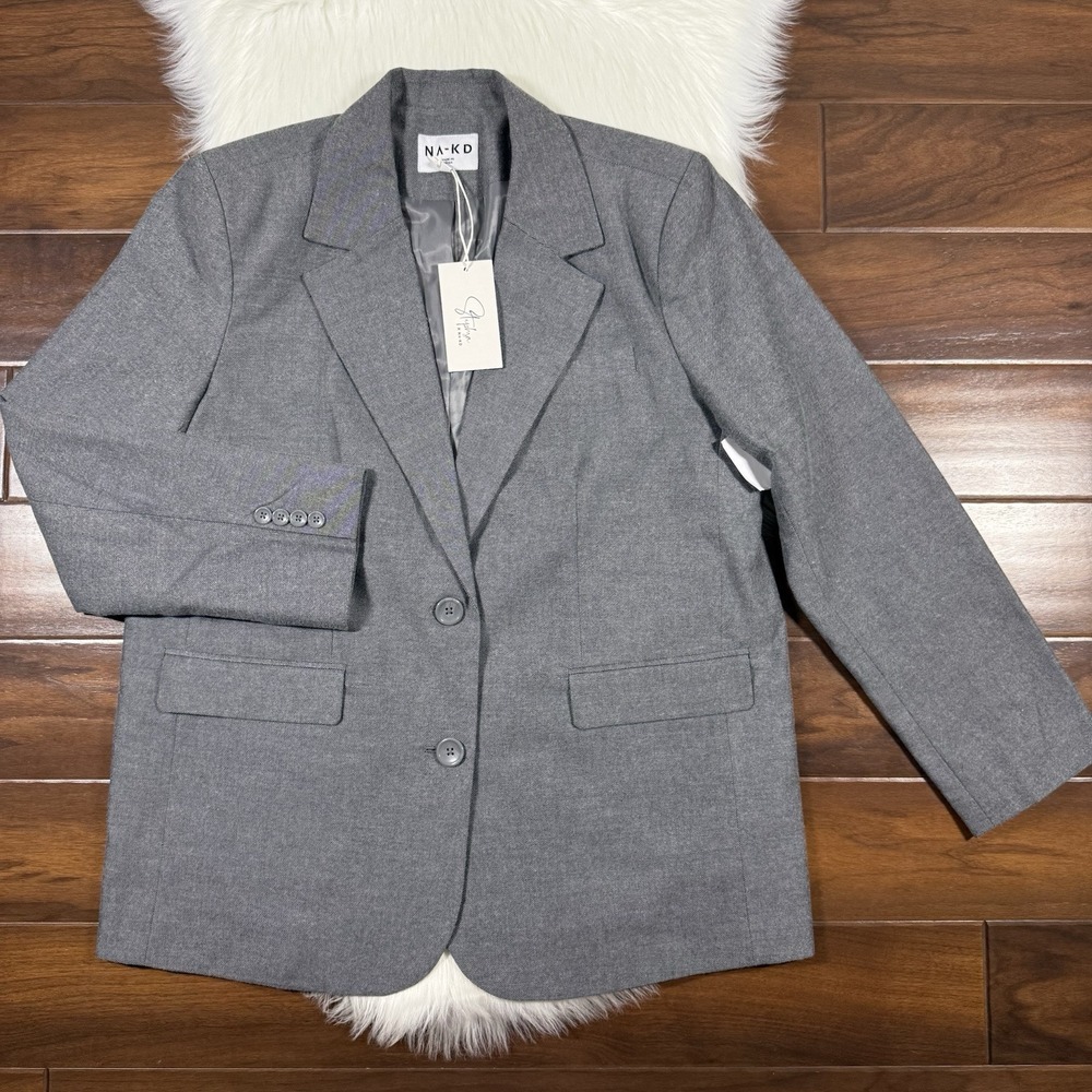 NA-KD X Stephsa Women's‎ Size EU 42 / US 12 Gray Oversized Blazer Jacket